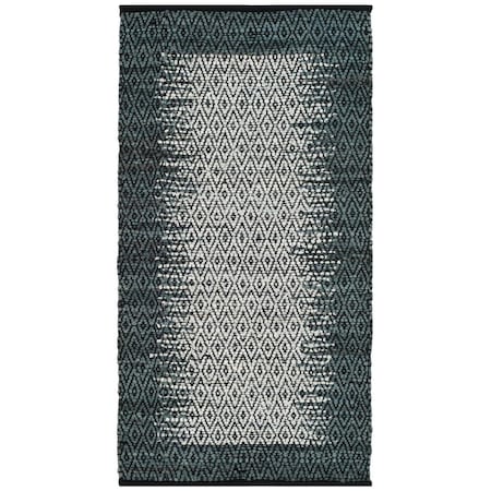 Flowers First 2 x 3 ft. Vintage Leather Hand Woven Area Rug Light Grey & Charcoal - Accent FL1885078
